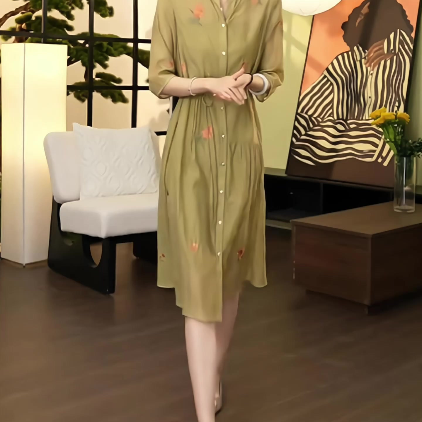 法式复古气质时尚轻奢桑蚕丝连衣裙女2025春夏新款高端优雅连体裙