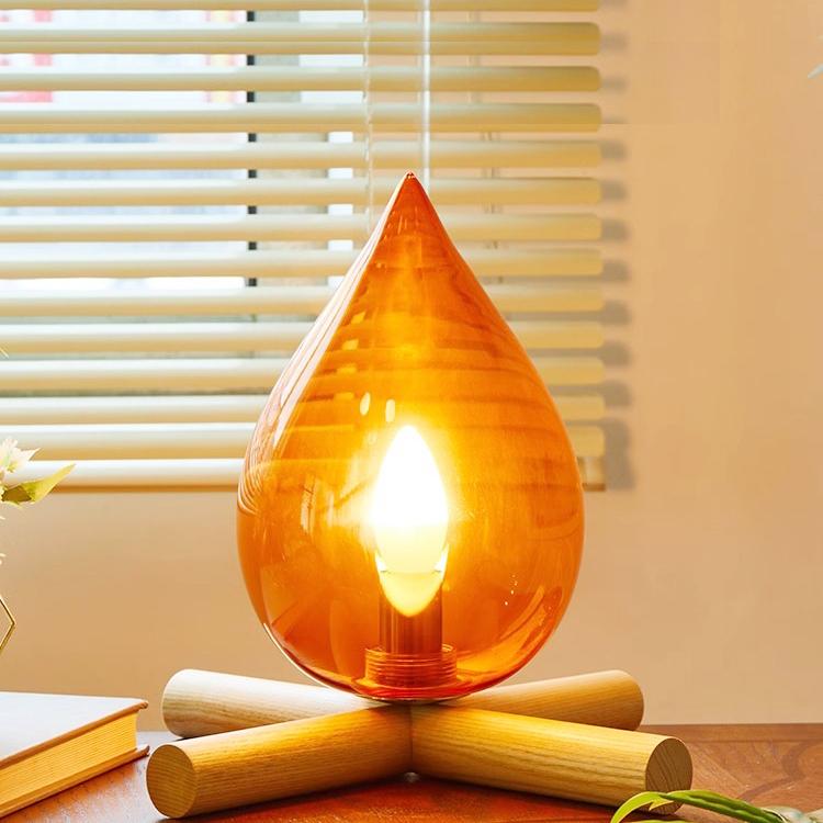 火堆灯台灯复古氛围灯卧室床头小夜灯民宿装饰艺术创意火焰火苗灯