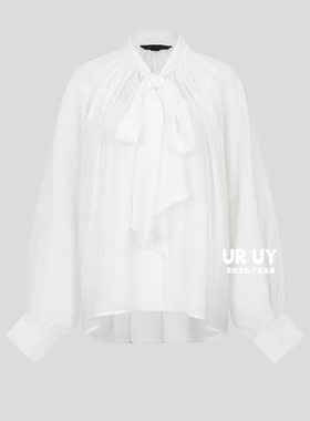 2026春季新款女装魅力简约优雅褶皱绑带开襟衬衫UWG260010