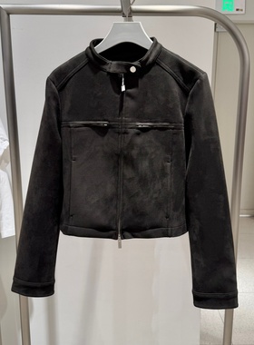 2026新款女琥珀流光风拼接翻领花卉刺绣外套UWJ160004