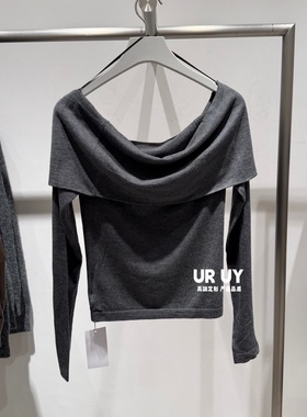 秋季新款女装简约一字领修身短款针织衫 UWM950089