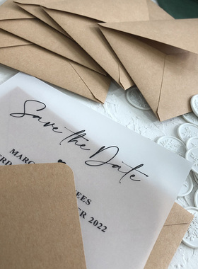 全定制极简风硫酸纸请柬结婚邀请函 4x6'' Save the Date