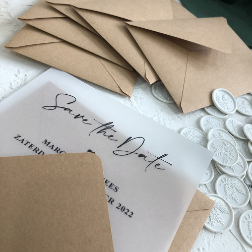 全定制极简风硫酸纸请柬结婚邀请函 4x6'' Save the Date