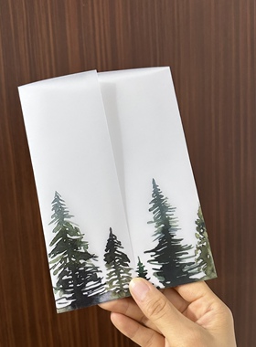 松树硫酸纸外壳 冬季婚礼请柬封套5x7inch
