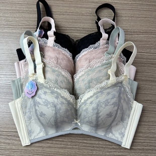 2件减10元 无钢圈无磁集中中厚B杯聚拢蕾丝调整胸罩内衣文胸602
