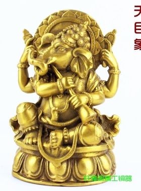 纯铜天目象泰国铜像象鼻财神印度护法家居饰品礼品桌面摆件