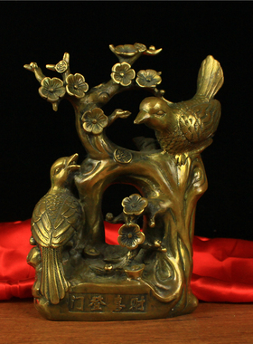 仿古纯铜喜鹊摆件双喜临门家居客厅装饰工艺摆设喜上眉梢财喜登门