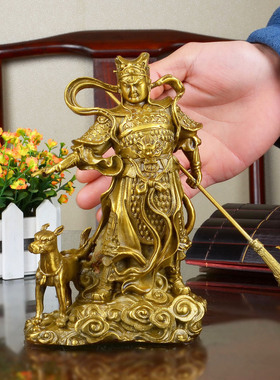 纯铜二郎神摆件黄铜杨戬铜像二郎真君铜像家居客厅工艺品摆件