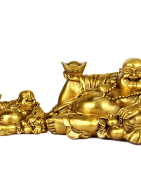 摆件客厅弥勒佛高枕无忧铜仿古