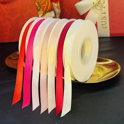 1CM双面涤纶丝带花束礼盒包装缎带烘焙发饰编头发彩带蝴蝶结织带