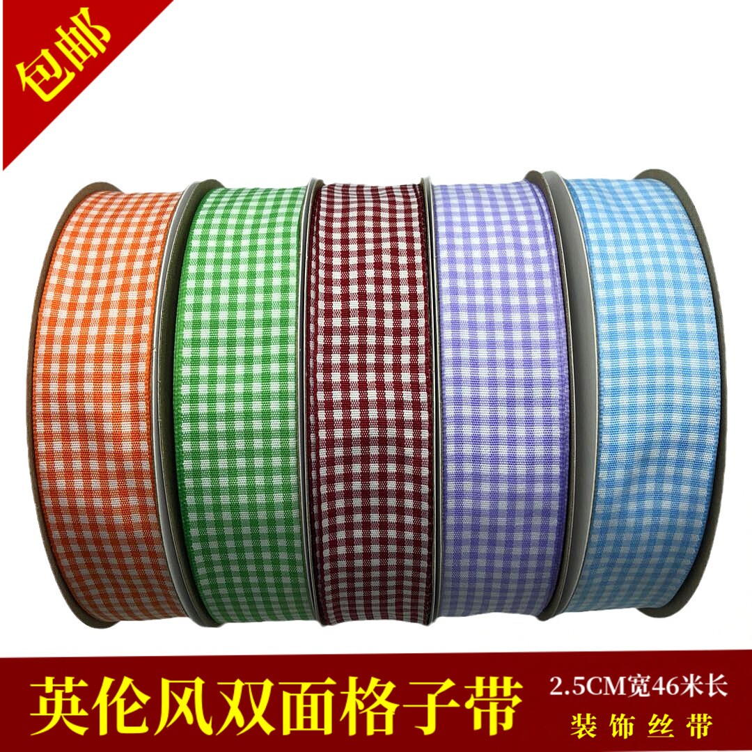 丝带格子英伦风布带发饰蝴蝶结带