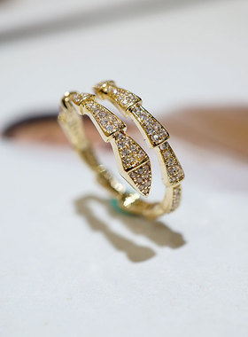 港派大气蛇头指环开口微钻女韩潮