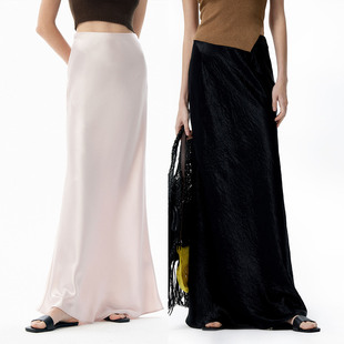 断码清仓 粉白色断码重磅三醋酸缎面半身裙  瑕疵 清仓 先到先得