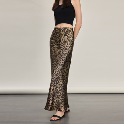 重磅三醋酸奢美金钱豹印花裙