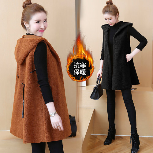 羊羔绒连帽百搭风加绒加厚马甲