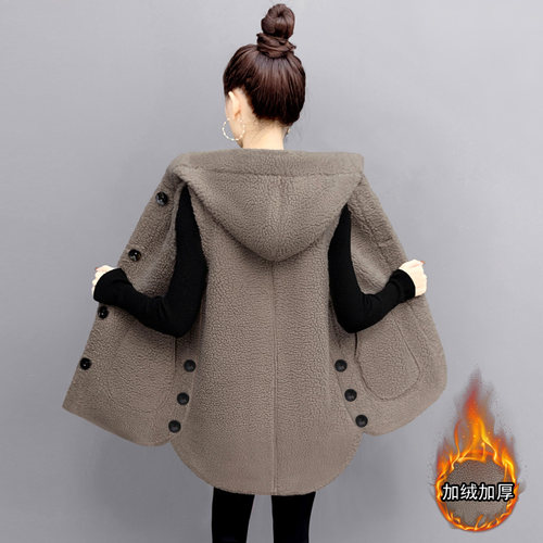 加大码羊羔绒加绒加厚马甲女宽松