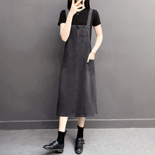 胖MM宽松吊带连衣裙女2025加大码减龄百搭背带牛仔长裙夏a字潮裙