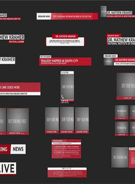 广播电视新闻字幕条多屏幕FCPX模板