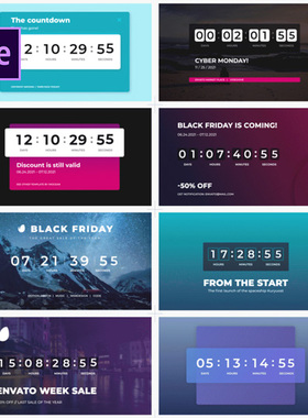 时钟倒计时间计时器秒表AE模板