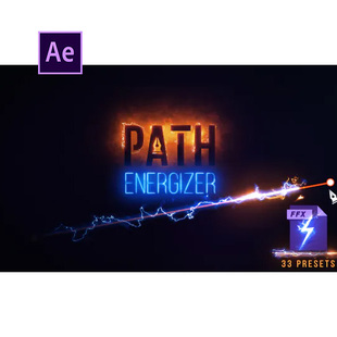 2D卡通能量闪光路径动画AE特效预设 Path Energizer