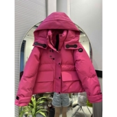 2025冬季 派克服户外白鸭绒外套 连帽加厚羽绒服女时尚 新款 潮牌短款