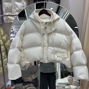 2025冬季新款韩版时尚羽绒服女短款针织帽小个子加厚白鸭绒外套潮