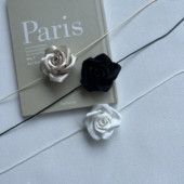 玫瑰庄园～小众手工缎面choker项链女锁骨链颈链玫瑰花配饰腰带