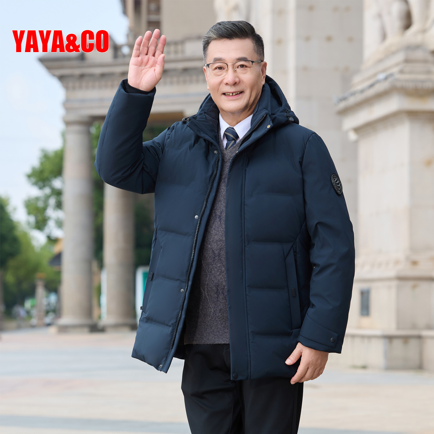 鸭鸭仔侠男士中老年羽绒服外套