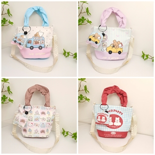 沐里沐气休闲包9625卡通插画手提包ins清新大容量单肩斜挎小布包