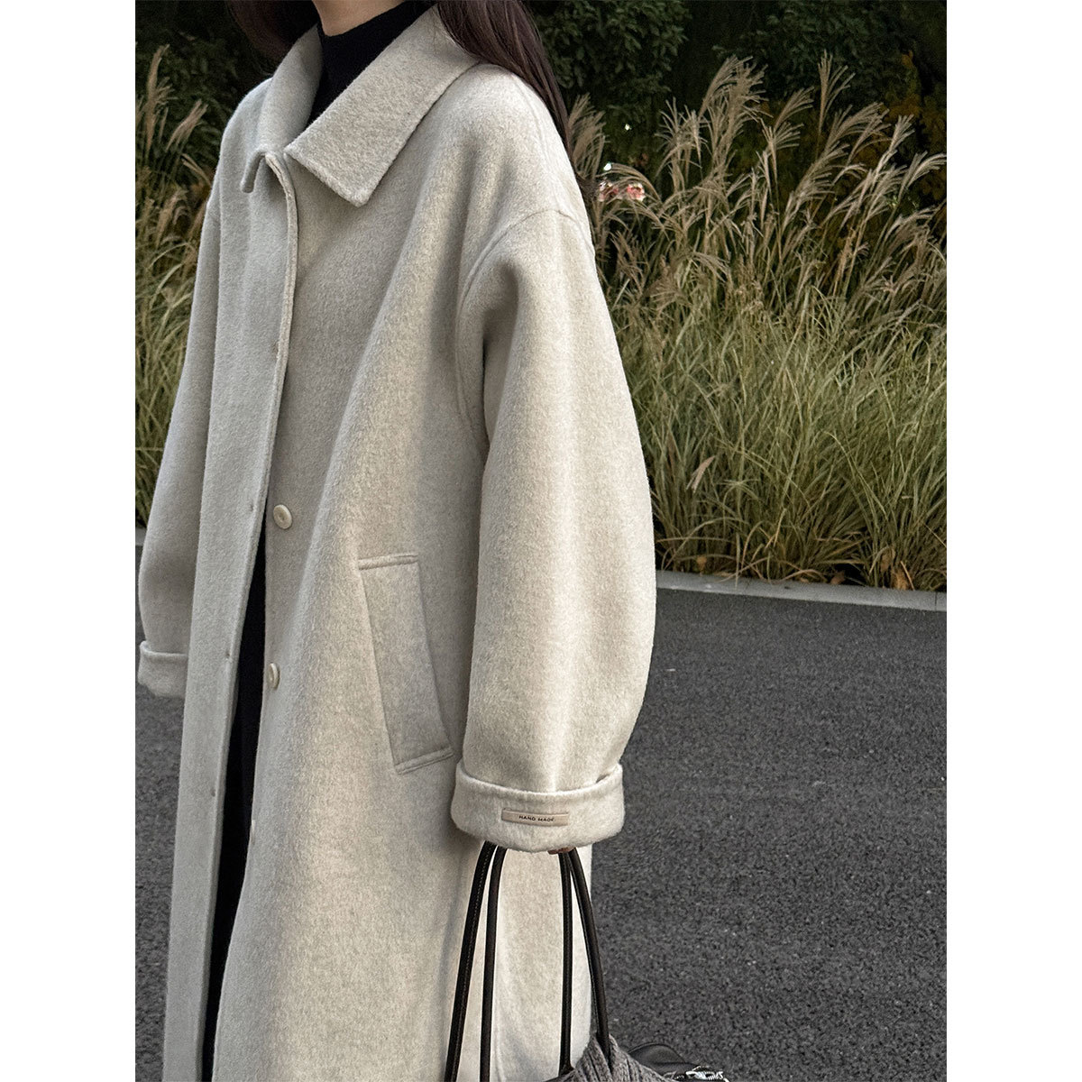 100%双面羊毛大衣毛呢外套女冬季