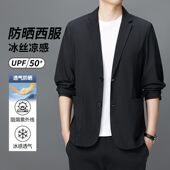 高品质春夏冰丝防晒西服男士 外套男 商务休闲压胶弹力凉感免烫西装