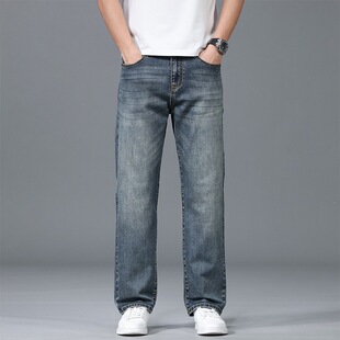 男宽松直筒休闲长裤 轻商务弹力牛仔裤 40码 灰 1310 春季