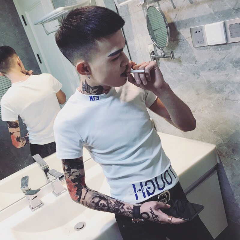 网红痞帅社会韩版百搭打底T恤