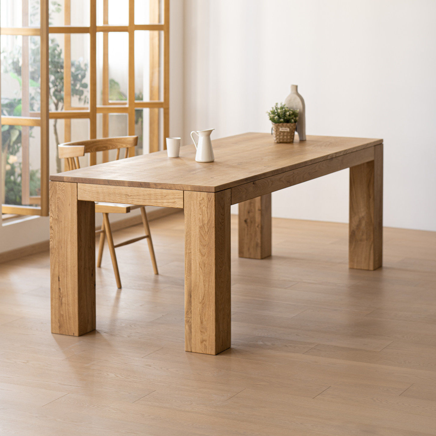 北美白蜡木餐桌实木原木长方形侘寂风复古做旧客厅沙发后长桌书桌