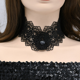 蕾丝项链颈饰女按扣脖子饰品遮挡伤疤锁骨链项圈颈带宽颈链防过敏