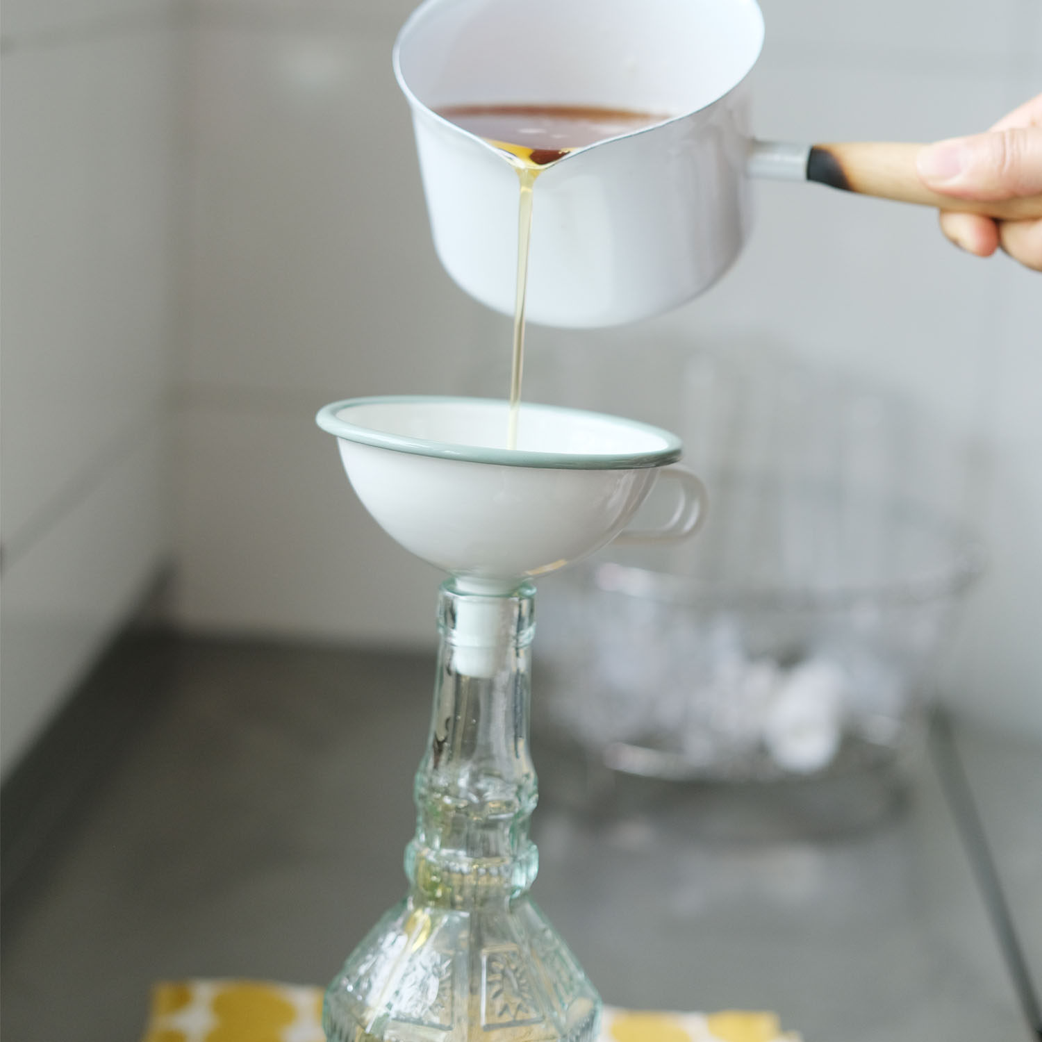 雨花石搪瓷出口日本搪瓷漏斗酒漏油斗油漏灌酒器珐琅液体分装器