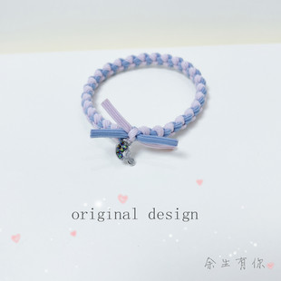 原创高颜值撞色余生有你情侣皮筋头绳简约发圈编织高弹耐用不伤发