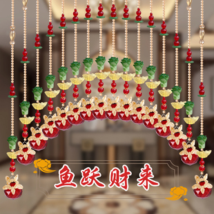 A31新款 饰风水拱形餐厅 水晶珠帘客厅隔断吊挂悬掉门帘子装