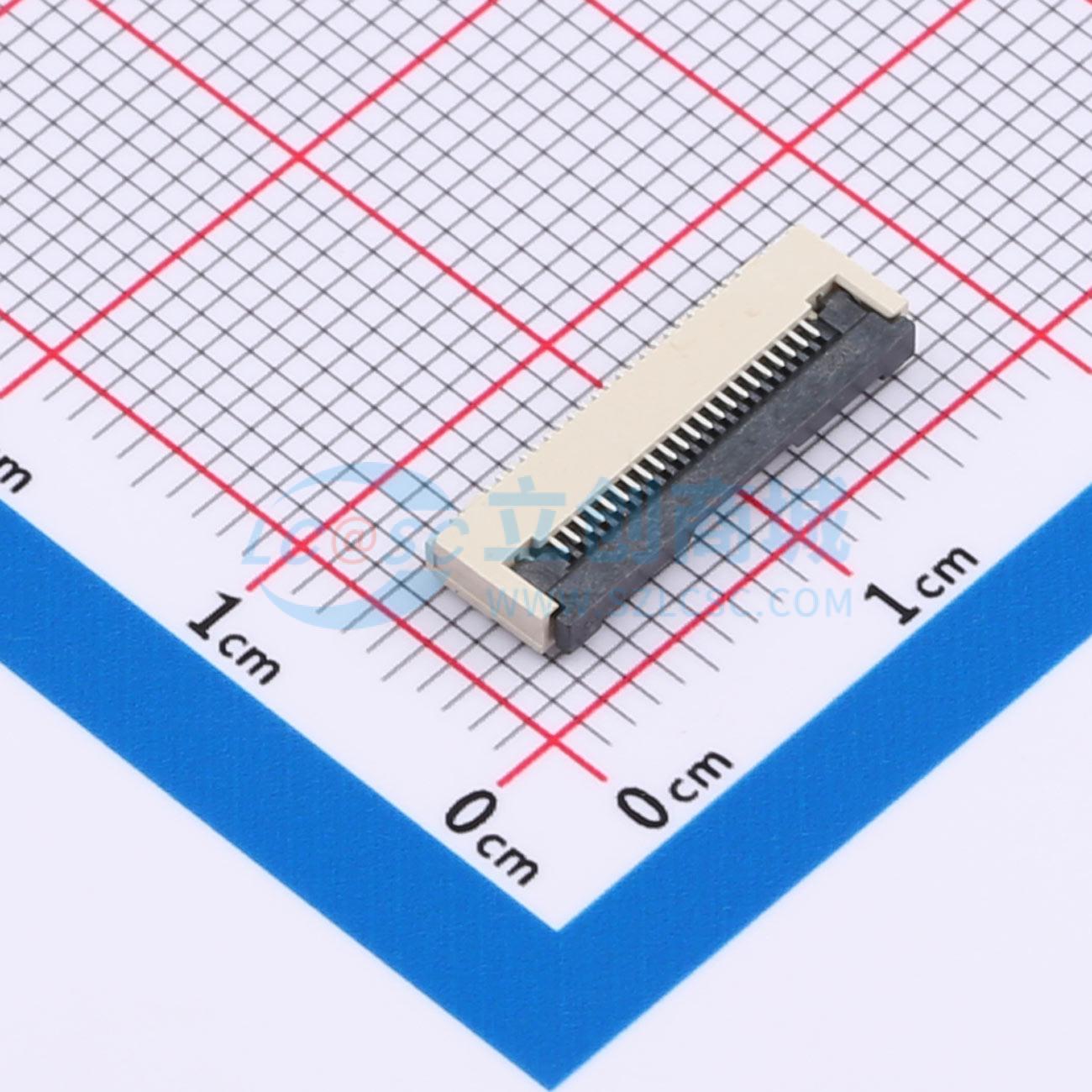 连接器 ZX-0.5FPC-FWX-H2-22P SMD,P=0.5mm,卧贴 翻盖式 22P 下接