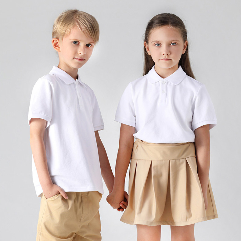 男童短袖T恤t恤全棉POLO衫幼儿童t恤校服园服小中学生夏季纯色