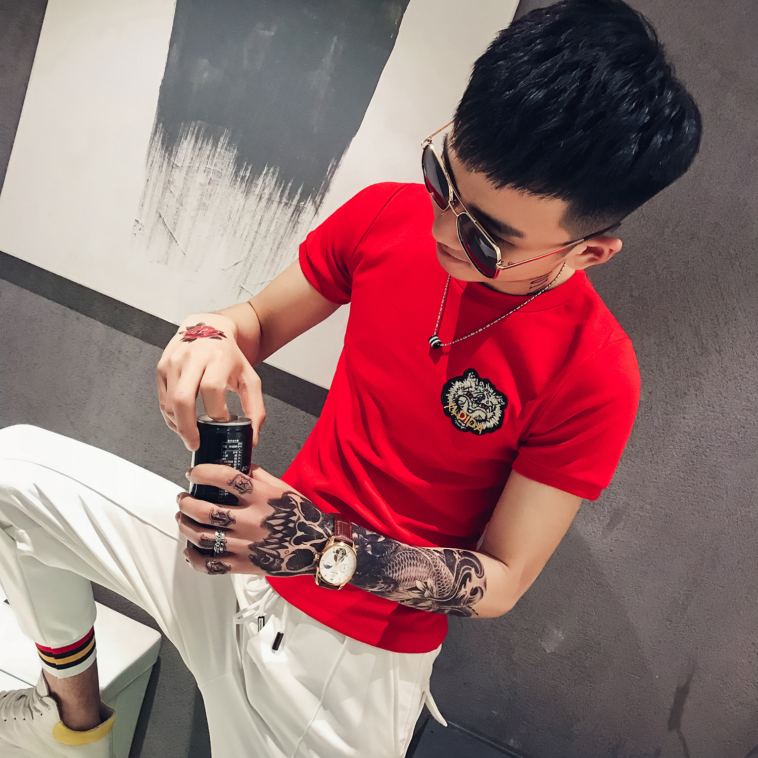Sociology Guy Steller Embroidered standard T-shirts Self cultivation Short sleeved T-shirt Same item jacket 2019 summer New products Halfin the Men's clothing, T-shirt  category - from Buy2taobao.com to provide professional Taobao agent buy service