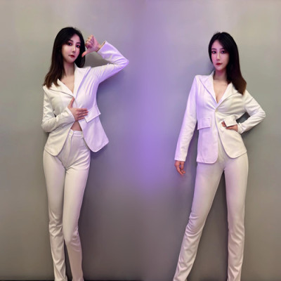 DJGOGO主持人白色西服舞台套