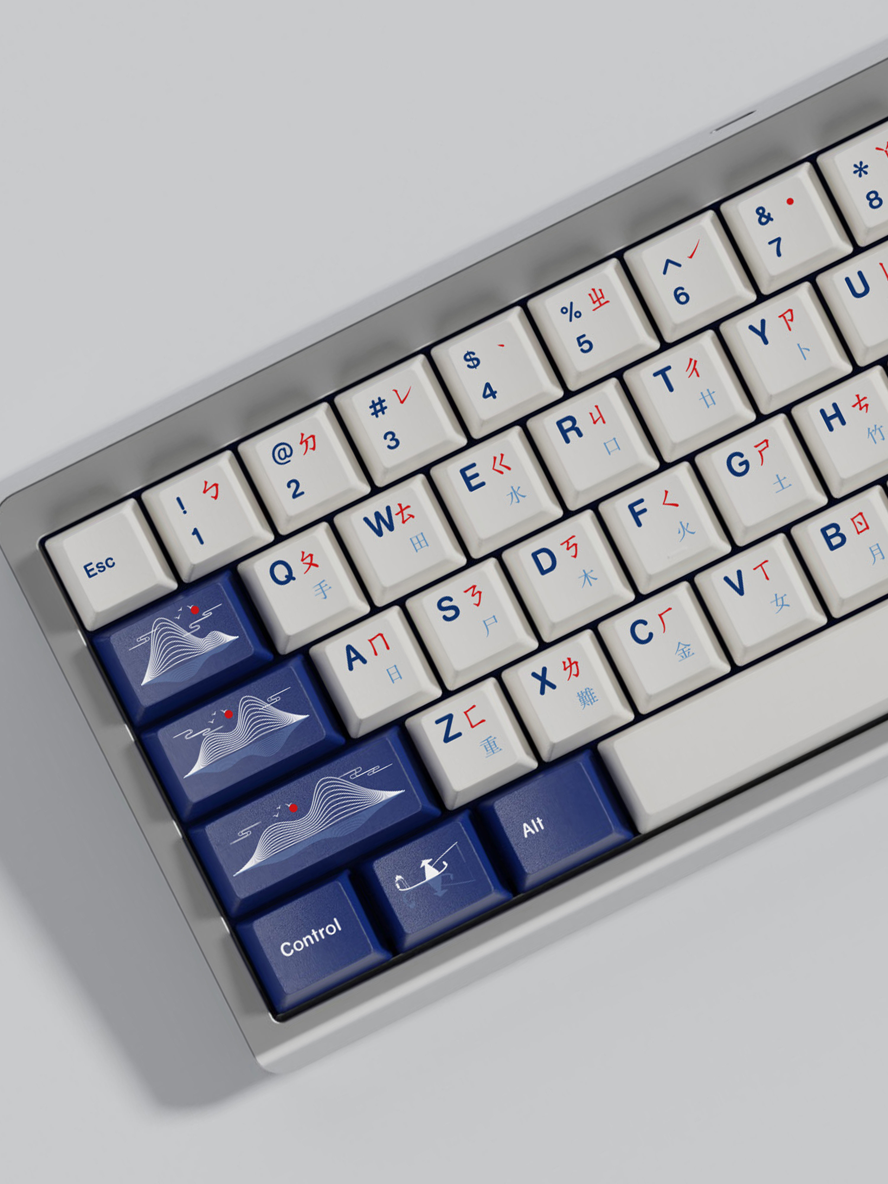 BLUE & WHITE - CUSTOMIZED ORIGINAL HEIGHT KEYCAP MECHANICAL KEYBOARD PBT SUBLIMATION SPLIT SPACE