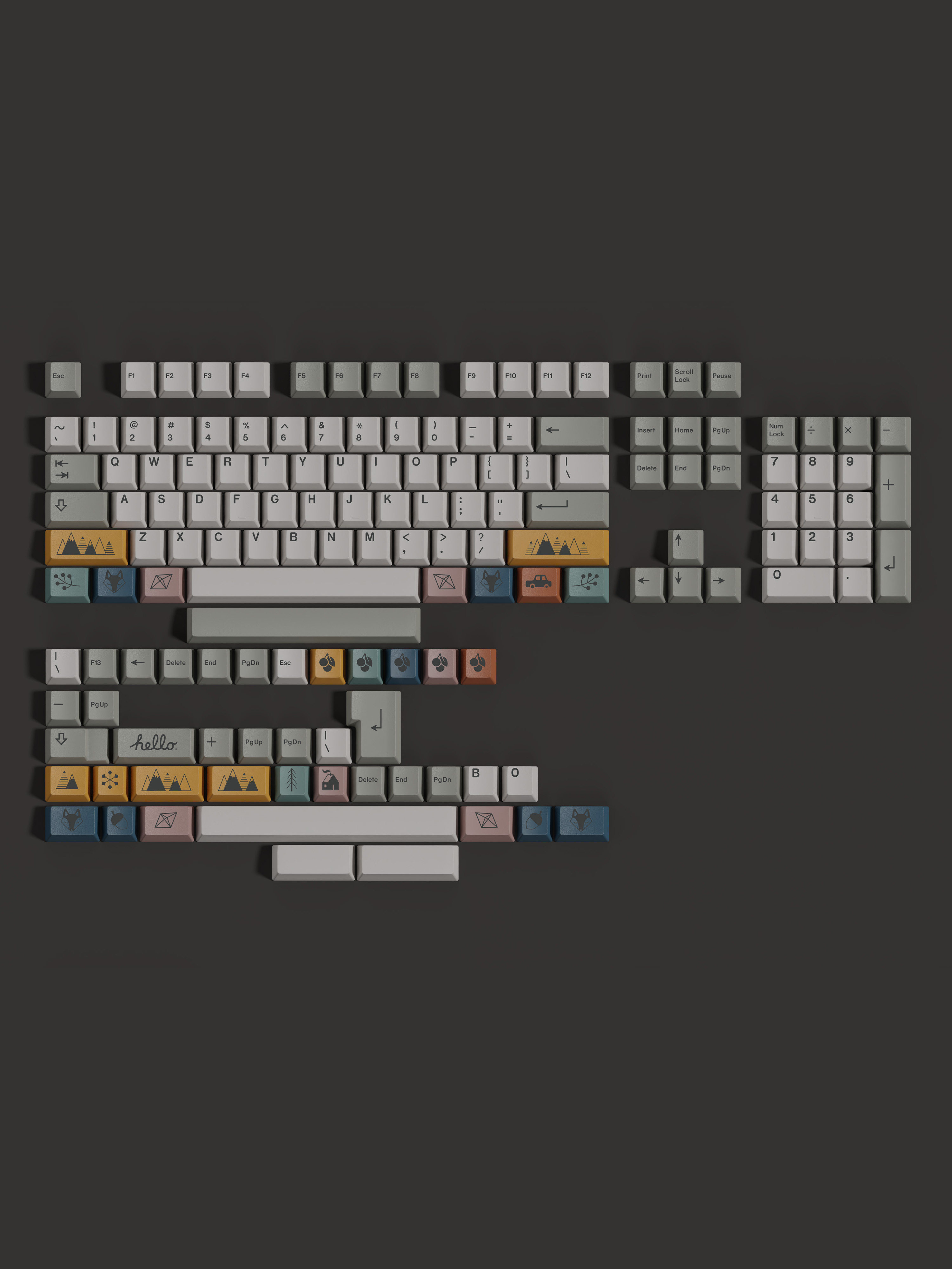 SCANDI-CUSTOMIZED MECHANICAL KEYBOARD PBT SUBLIMATION ORIGINAL HEIGHT KEYCAP SPLIT SPACES