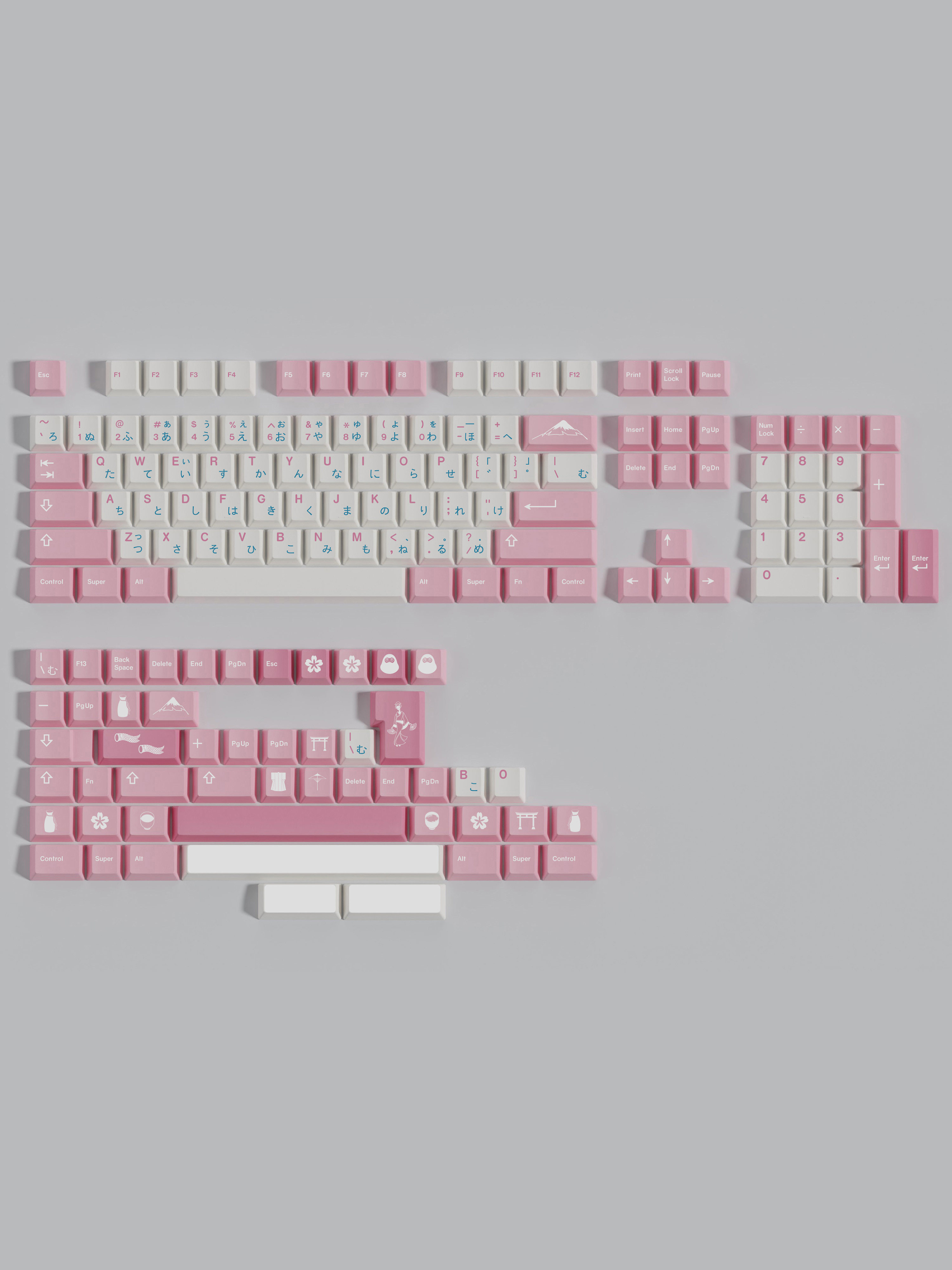 SAKURA - CUSTOMIZED ORIGINAL HEIGHT KEYCAP MECHANICAL KEYBOARD PBT SUBLIMATION SPLIT SPACE