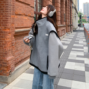 灰色短外套女2025年秋季新款韩系小个子独特超好看高级感休闲上衣图片