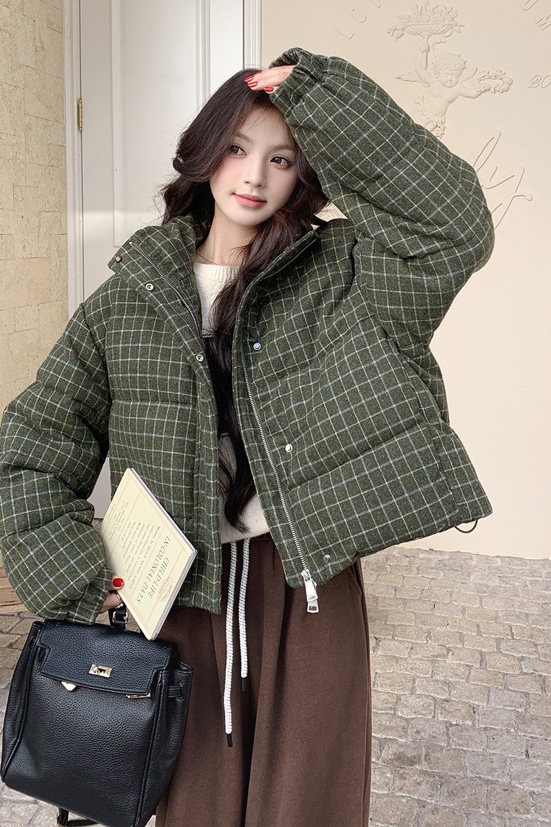 短款90绒格子羽绒服9556-P285-K398,女装羽绒服,2C231
