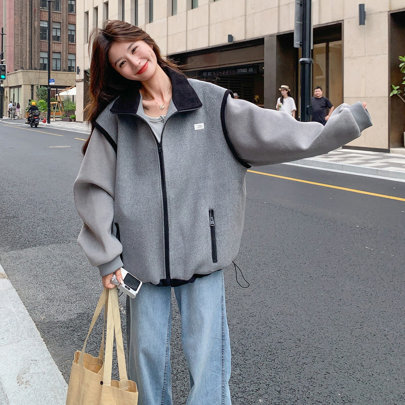 灰色短外套女2025年秋季新款韩系小个子独特超好看高级感休闲上衣,女装短外套,2C231