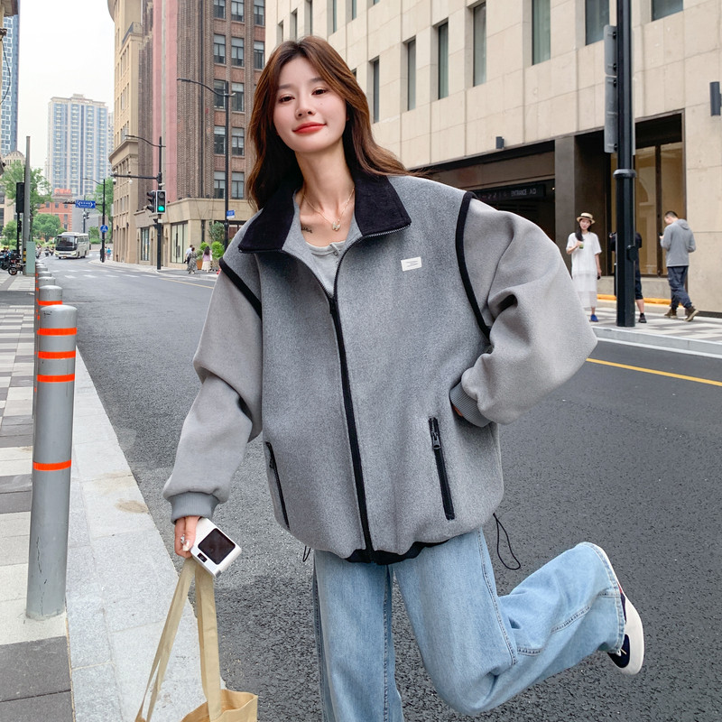 灰色短外套女2025年秋季新款韩系小个子独特超好看高级感休闲上衣,女装短外套,2C231