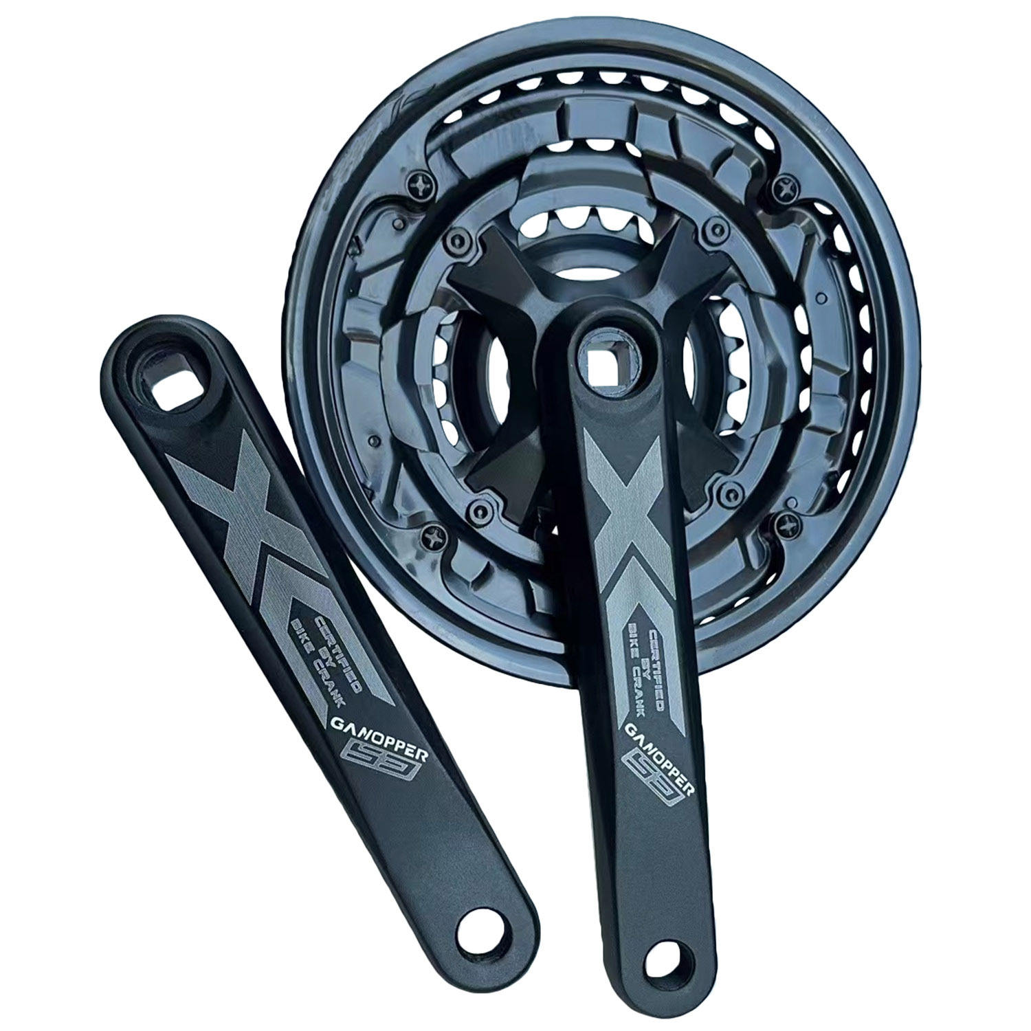 山地自行车牙盘6-7-8速152-165-170mm曲柄三盘带护盘24-34-42T齿